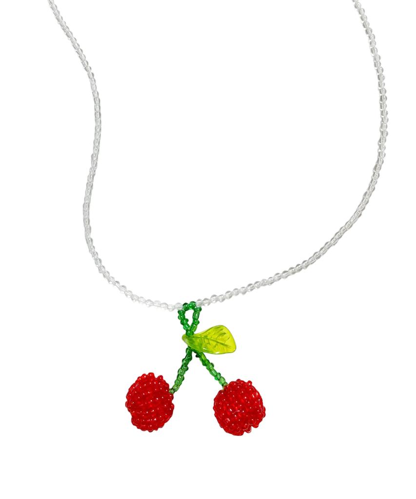 Sk8Er Rock Cherry Brystal Beads Necklace