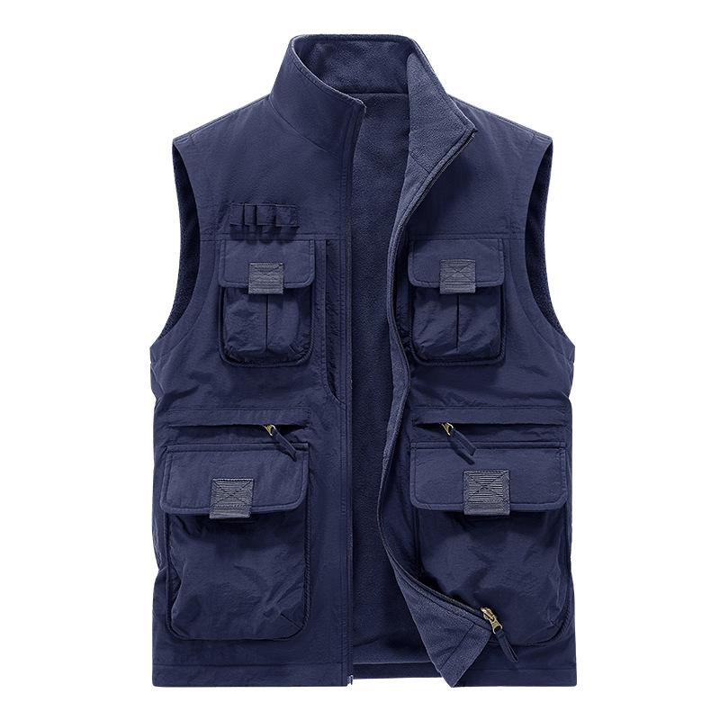 

Men s Quick-Dry Multi-Pocket Workwear Vest for Spring/Autumn - Stand-Up Collar Fishing Jacket (Medium) 2XL