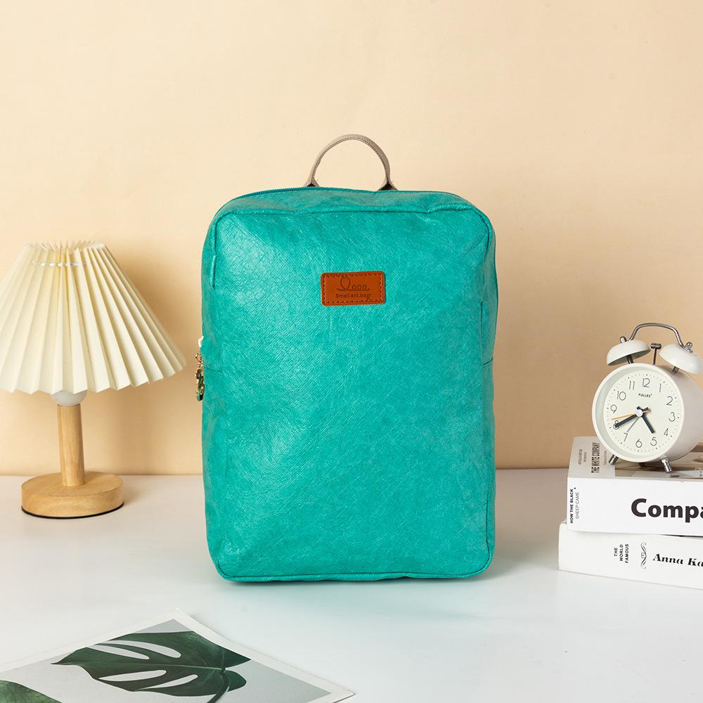

Lightweight DuPont Kraft Paper Double Shoulder Backpack - Portable Casual Laptop and School Bag 30x23x12 cm зелёный