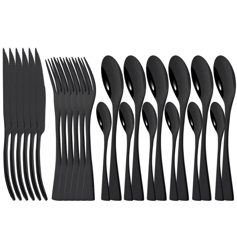 Zlaté 24 ks Zrcadlo 304 Nerezové příbory Kuchyňské Západní příbory Steak Kávový dezert Vintage Speciální vidlička nádobí