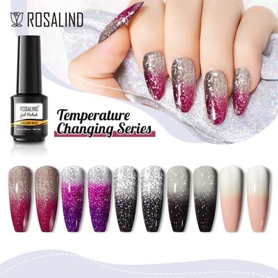 ROSALIND Glitter Oje UV Jel Oje Kapalı Islatın Sıcaklık Moda Tırnak Jelleri ile Renk Değiştirin