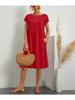 Cotton Linen Women's Plus Size A-line Skirt Round Neck Loose Dress Temperament Style Summer