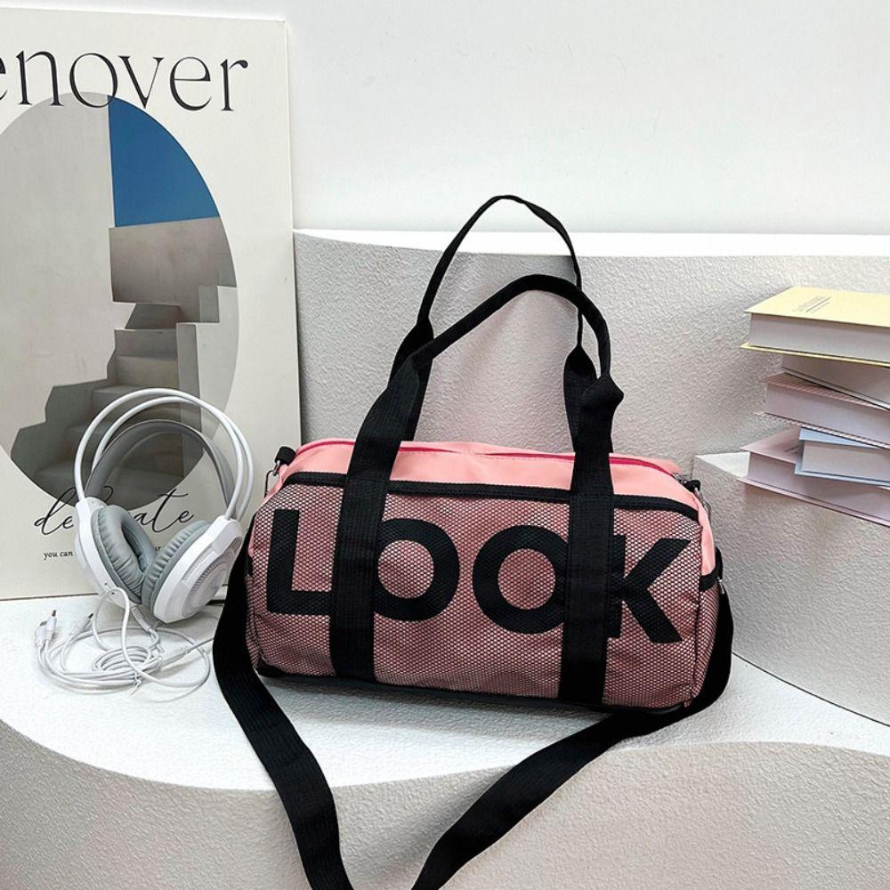 

Letter Printing Beach Shoulder Bag Large Capacity Fitness Yoga Bag New Travel Luggage Bag розовый