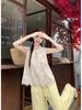 Women's Ethnic-Style Frog Button Crochet Top & Wide-Leg Pants Set - Summer 2026 Retro Fashion