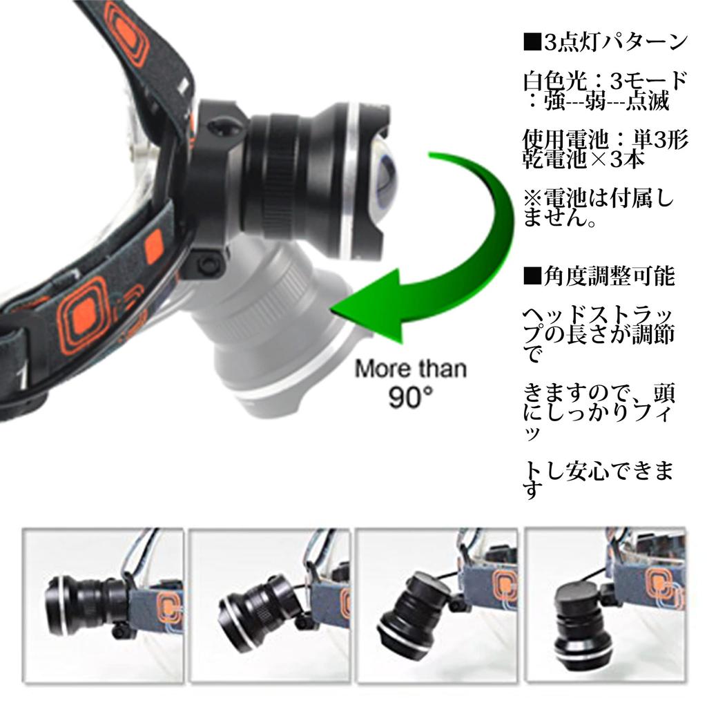 Exclusive AKIRARI LED Headlight Flashlight Battery Operated 3 Modes Zoom Adjustable 1800LM CREE XML T6 Headlamp Disaster Prevention Adjustable High