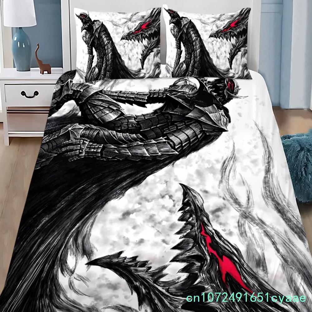 Copripiumino Federa Set Biancheria da Letto Anime Berserk Adulto Ragazzo Ragazza Decorazione Camera da Letto Regalo Bambini Singolo Matrimoniale Grande Dimensioni