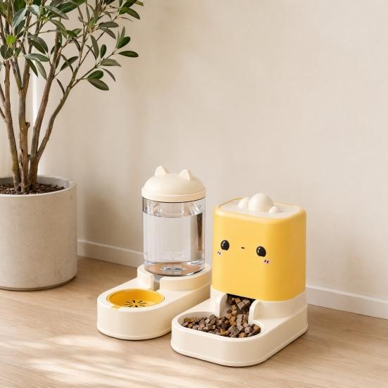 jijijing 2Pcs/Set Automatic Pet Feeders, Cat Food Feeder And Water Dispenser, Large Capacity Dispenser for Indoor Cats