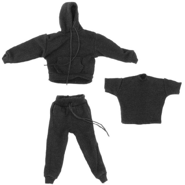 

Realistic Miniature Soldier Figure Outfit 3in1 Clothes Set Breathable Hoodie Sweatpants Tees For Doll Display Scene чорний