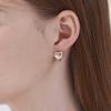 14K Ballroom Heart Carved Cubic One-Touch Earrings C24EGP212