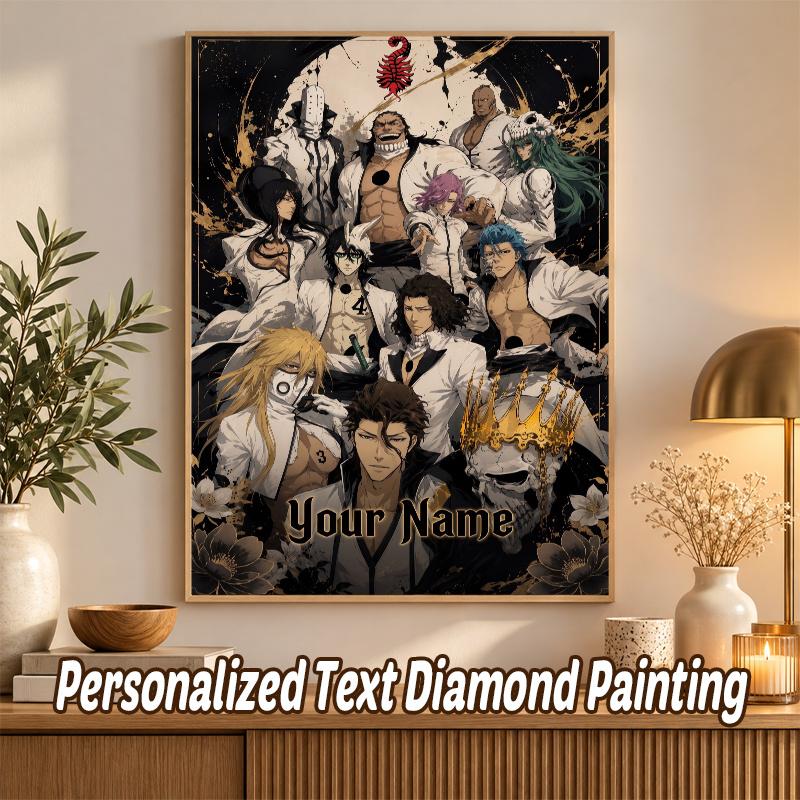 Bleach anime Custom Name Text 5D Diamond Painting Kit DIY Full Drill Diamond Art Decoration