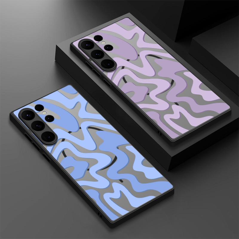 Magnetic Stripes Pattern Case For Samsung Galaxy S25 S24 Ultra S23 S21 S24 S20 FE S22 Plus For Magsafe Matte Hard PC Phone Cover
