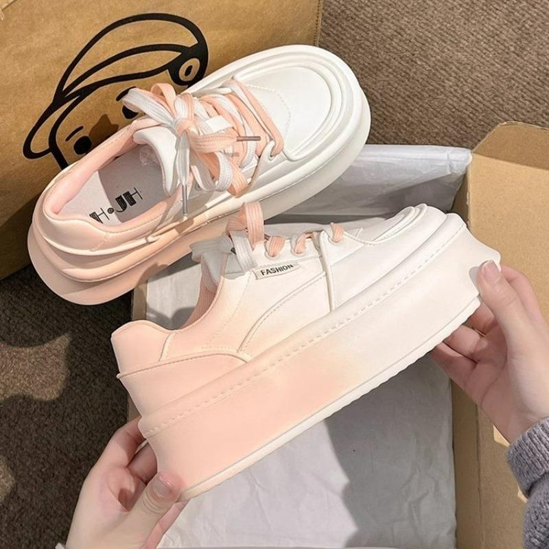 summer White Chunky Sneakers Women canvas Shoes Platform sneakers Lace Up Flats Trend  Casual Mom Vulcanized Shoes zapatos mujer