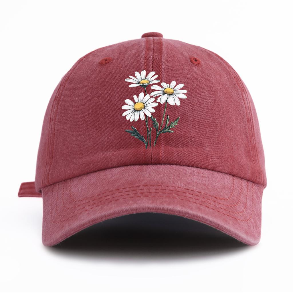Pc Flower Print Washed Baseball Cap for AdultsMinimalist Retro Style Casual Soft Adjustable Dad HatPerfect As Gift