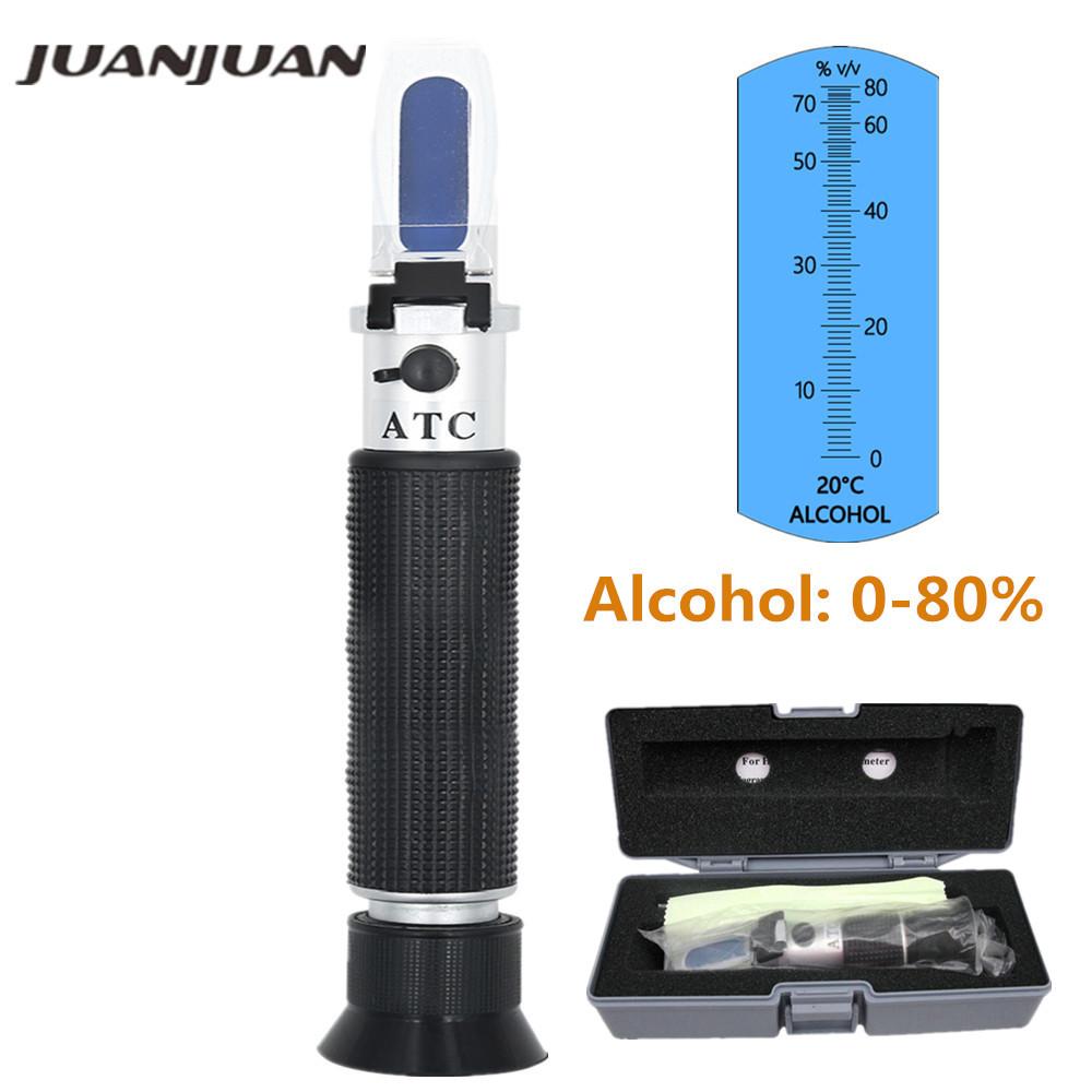 Handheld Alcoholmeter Beer Refractometer Spirits Tester Alcohol 0-80% Portable Alcoholometer Adjustable Manual ATC