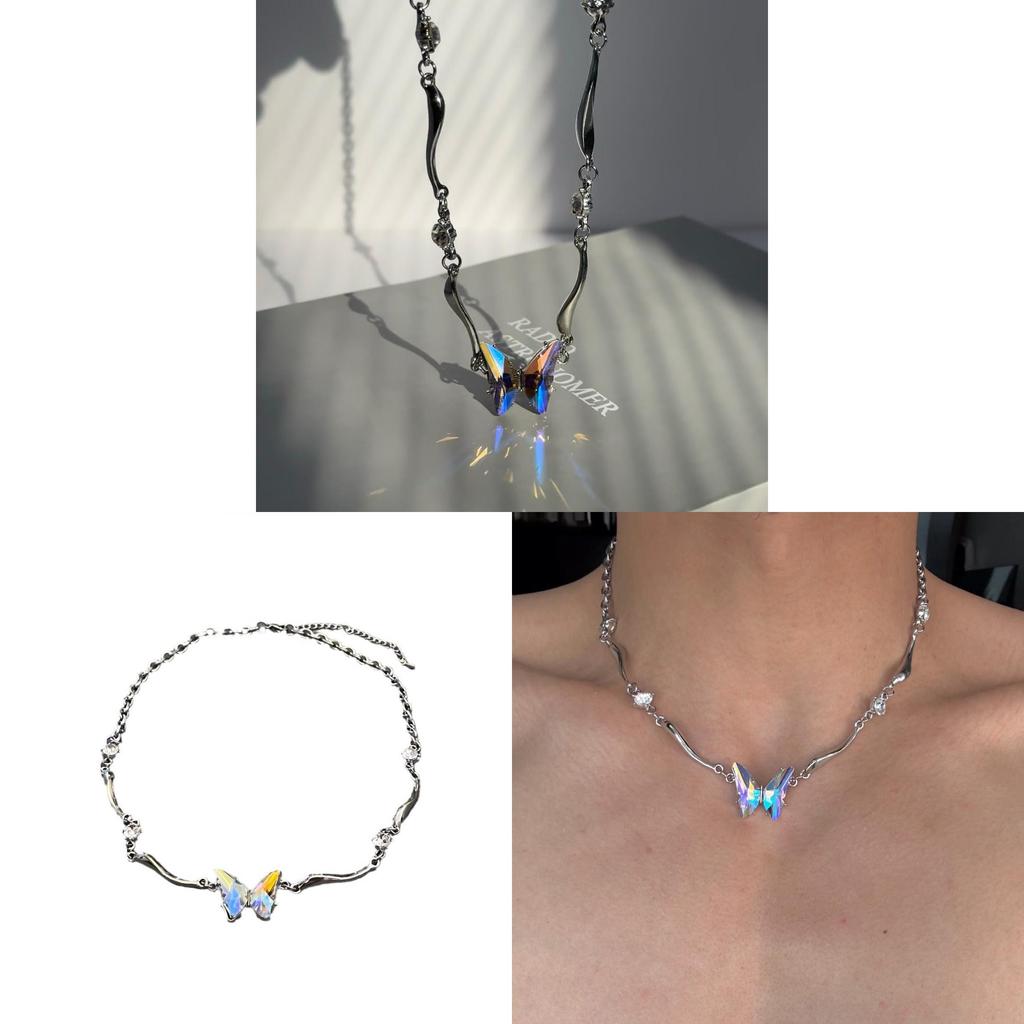Butterfly Pendant Necklace For Women Men Titanium Alloy Choker Summer