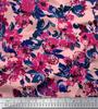 Soimoi Blue Poly Crepe Fabric Artistic Leaf & Floral Fabric Prints By Metre 42 Inch