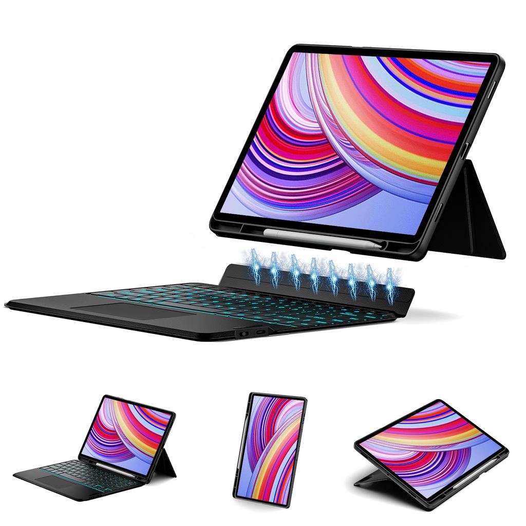Hot Selling Ultra Thin Multi Angle Adjustable Keyboard Case with Detachable 7RGB Backlight Redmi Pad Pro Wireless Keyboard Case