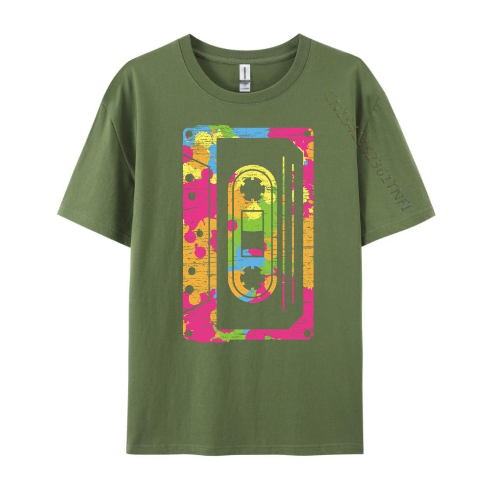 Retro Colorful Cassette Design Oversized T Shirt Unisex Vintage T Shirts Mens Tshirts Lovers Day