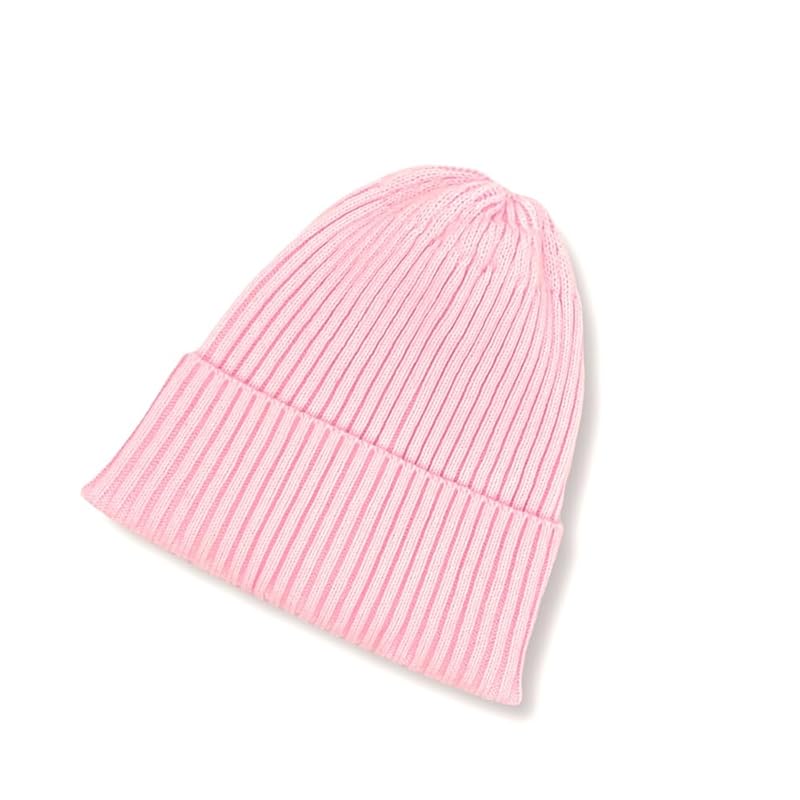 

[yokoami] knit hat rib acrylic wool made in Japan Domestic production watch beanie ladies men s Cold protection (Wool blend/light pink)
