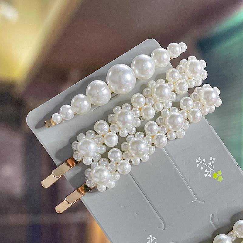 Fashion Acrylic Pearl Hair Clips Set Sweet Flower Hair Barrettes For Women Girls Korean Geometric Hair Accessories Jewelry
