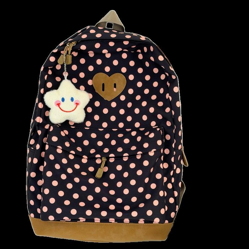 Schoolbag Clear and soft atmosphere Contrast color polka dot backpack Female college students daily street light commuting backpack