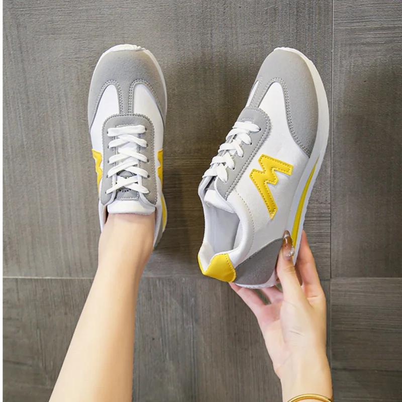 

Fashionable Round Toe Comfortable Non-slip Casual Sneakers Spring and Autumn New Sexy Lace-up Flat Running Shoes for Women 36 синій