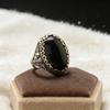 Vintage Men‘s Obsidian Signet Ring, 13x18mm Black Gemstone Set In Antiqued Silver, Masonic Style Bold Jewelry for Him