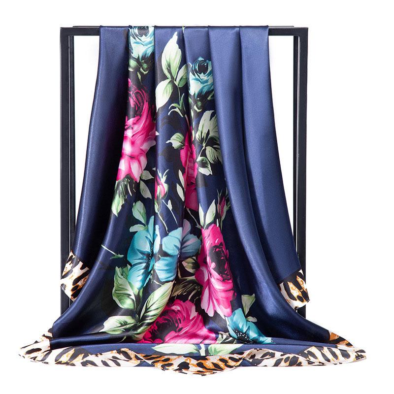 New Women Silk Scarf For Neck Hair Designer Bag Warp Soft Neckerchief Hijab Headscarf Female Foulard Print Paisley Scarf 90*90cm