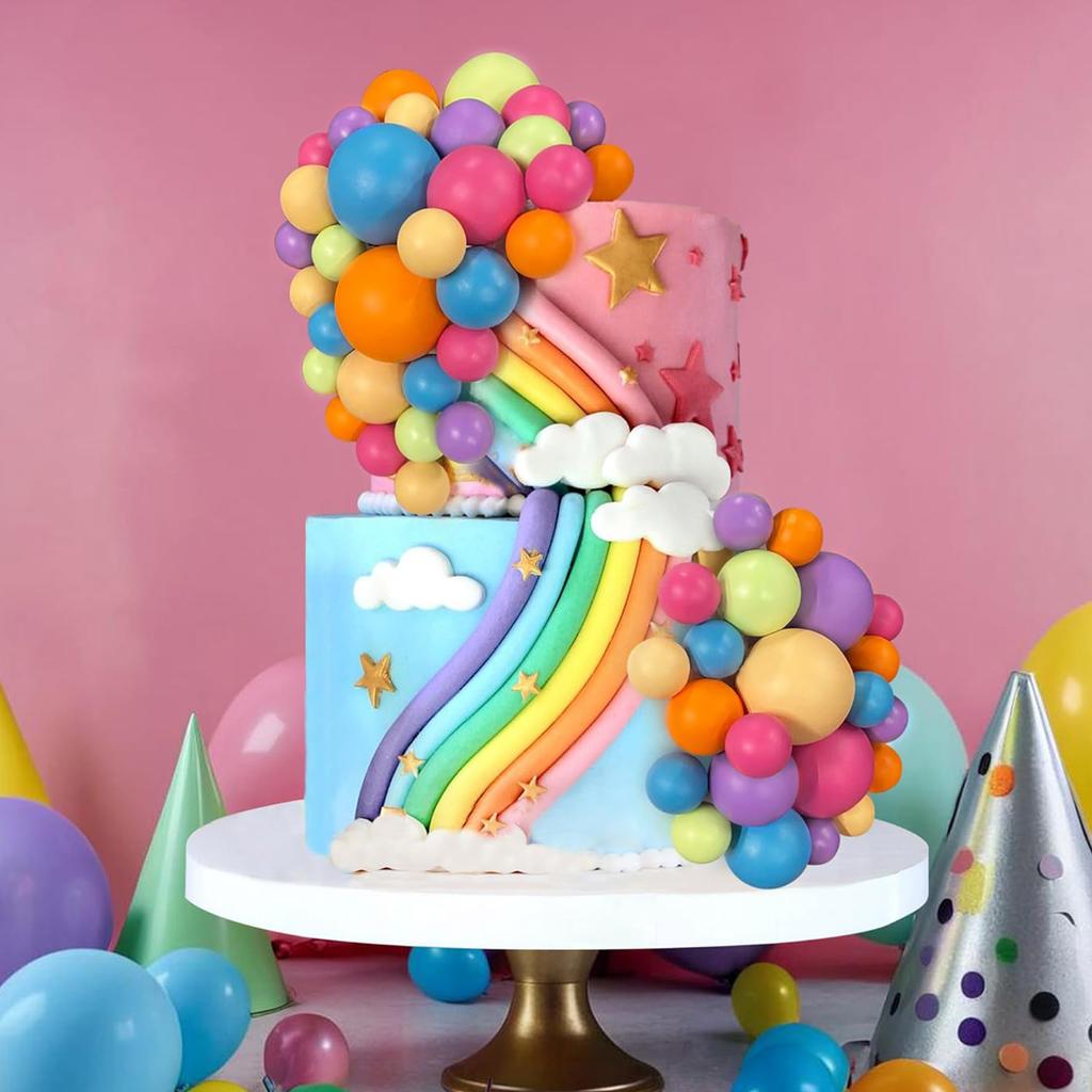 48 PCS Ball Cake Picks Colorful Ball Cupcake Topper for Birthday Party Wedding Decoration Supplies Color Series Six Colors 5