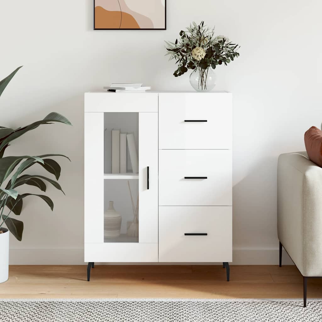 Vidaxl Cabinet, White, Glossy, 69.5X34X90 Cm, Wood-Based Material