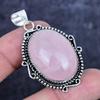 Pendente in Argento Sterling 925 Fatto a Mano con Pietra Naturale Quarzo Rosa 2,05" ETC-14311