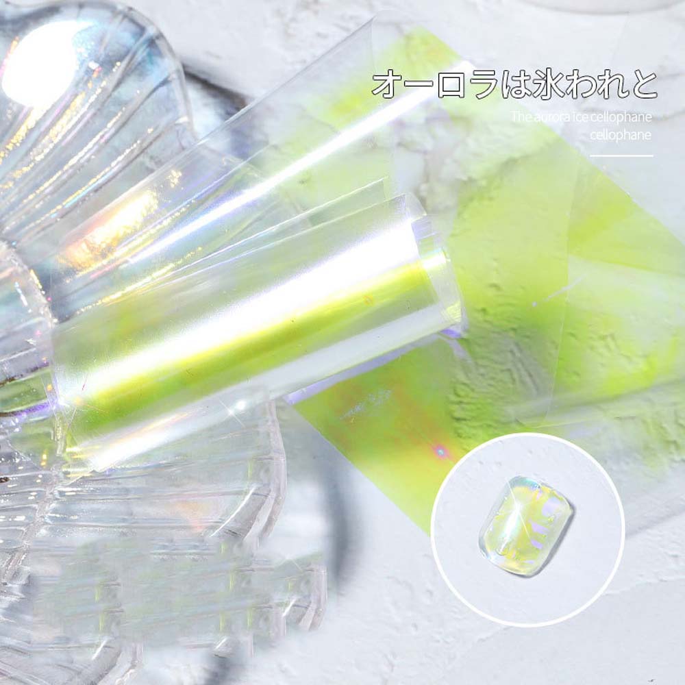 Mirror Glitter Decal Nail Foil Film Laser Cellophane Aurora Broken Glass Foils Nails Art Decoration
