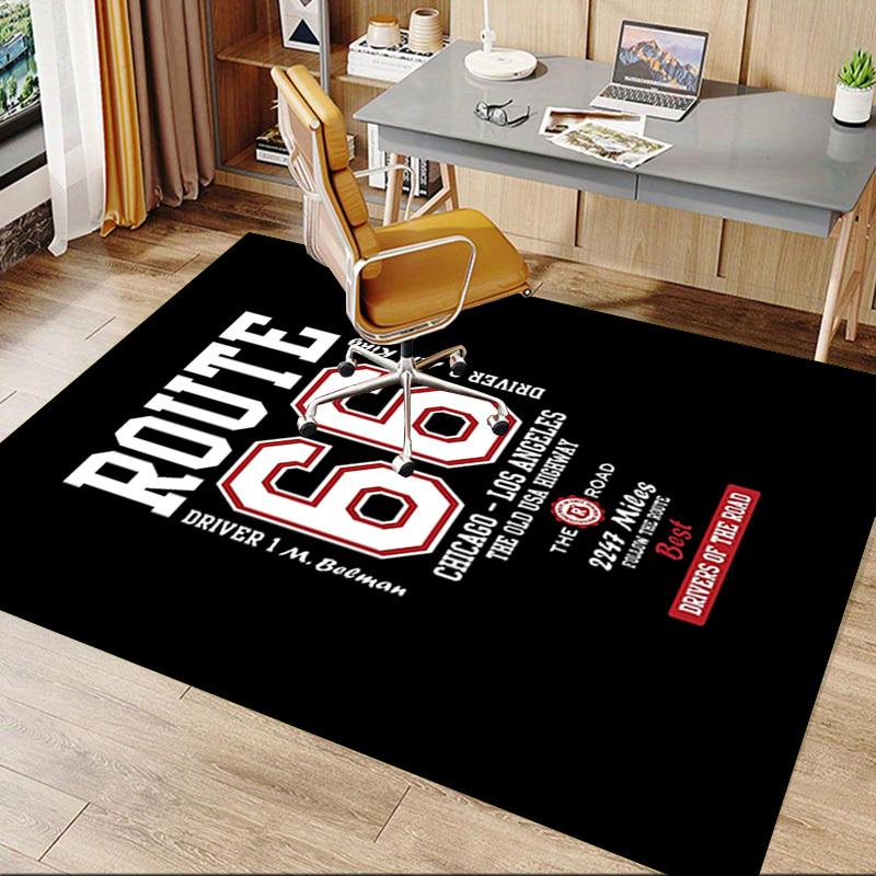 1pc Route 66 Home Office, Durable Polyester Floor Mat with Easy, Office Decor, Urban Style, Nonslip Backing, Highquality Fabric