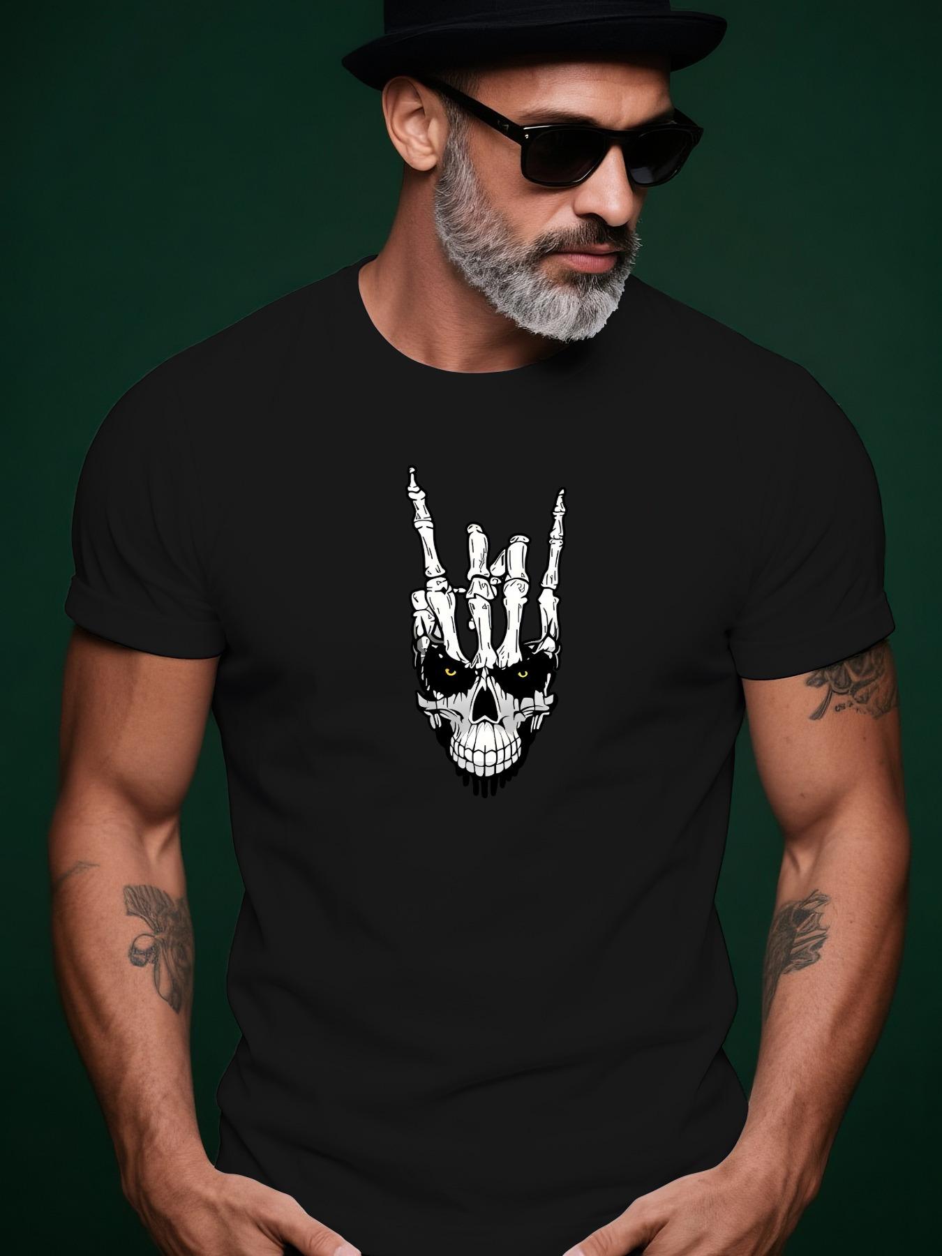 Skull Head Trendy Streetwear Summer Casual Round Neck Sho... XXXL