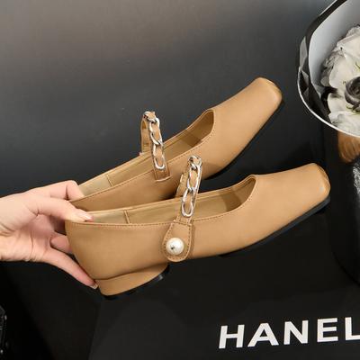 Mary Jane Schuhe Leder niedriger Absatz dicker Absatz Retro Wort mit Schnalle Rock Temperament leichte Mund Ballerina Stil einzelne Schuhe