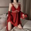 Pajamas Ladies Summer Ice Silk Sexy Lace Premium Sense Suspender Chest Pad Pajamas Thin Spring and Summer Loungewear