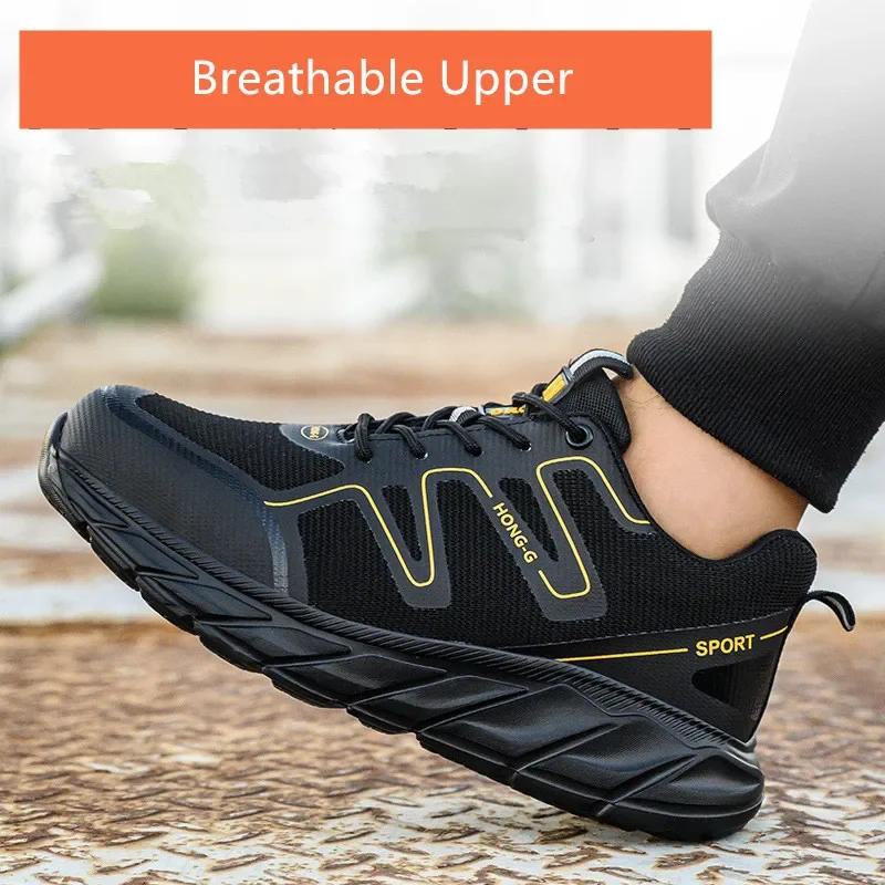 Ultra Light Safety Shoes Steel Toe Safety Sneaker Men Anti-puncture Iron Work Shoes with Protection Black Breathable Work Boots