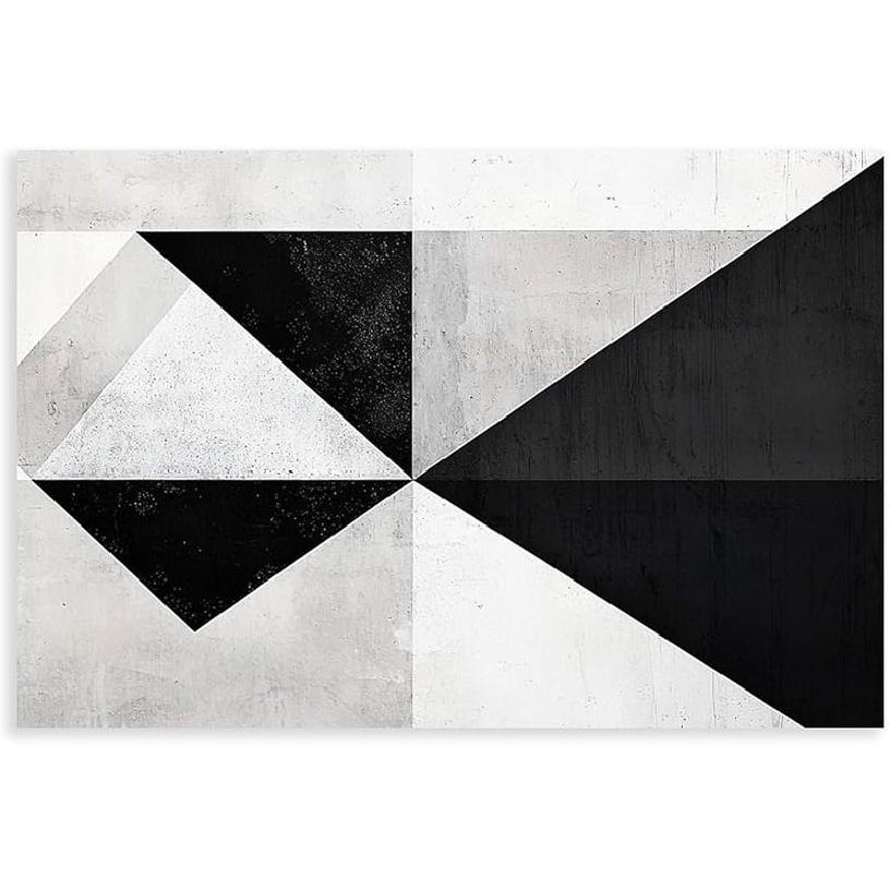 Minimalist Black & White Triangle Wall Art - Modern Geometric Abstract Canvas - Sleek & Stylish Home Decor Vintage Wall Decoration Famous Oil