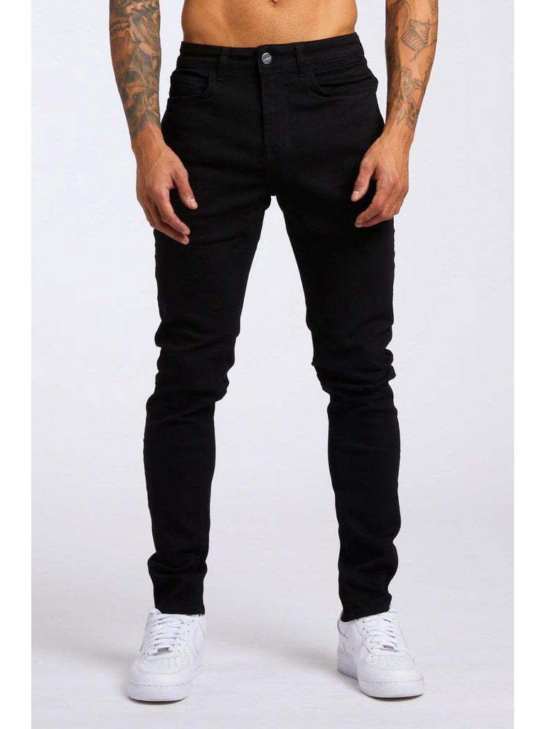 Slim Fit Black High-Waist Men's Denim Trousers