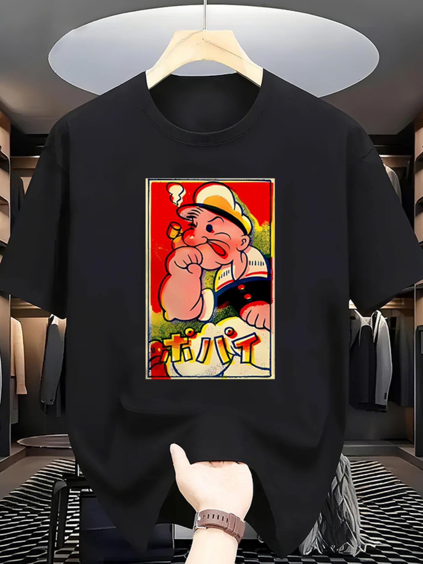 For Popeye Illustration Print T-Shirt L