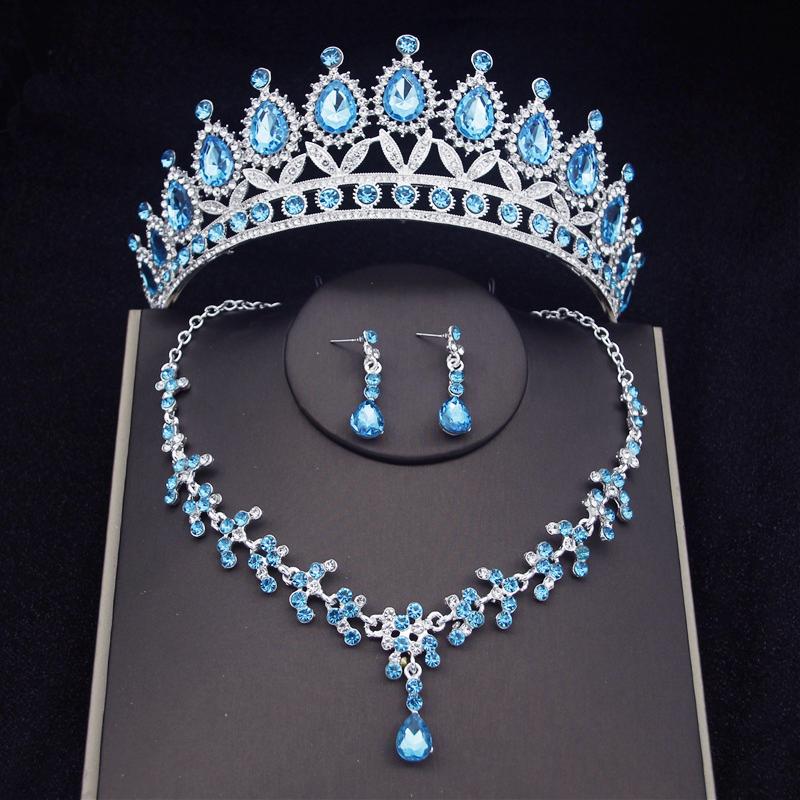 Princess Bridal Tiaras Jewelry Sets for Women Crown and Earring Necklace Set Birthday Party Wedding Jewelry Bride Accessories