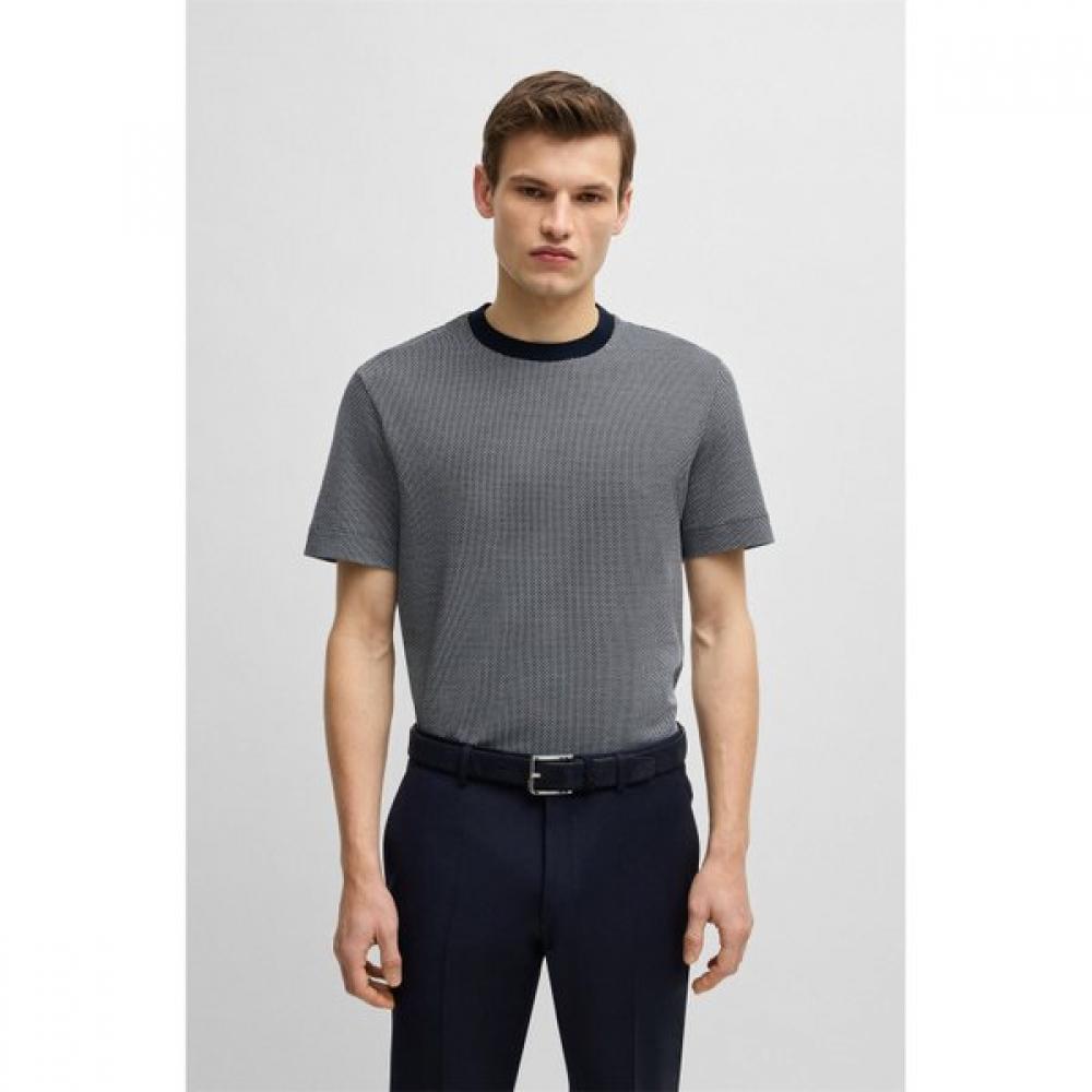 Boss DoT PaTTern CoTTon Silk T shirT Dark Blue Su25 XL 22200₽