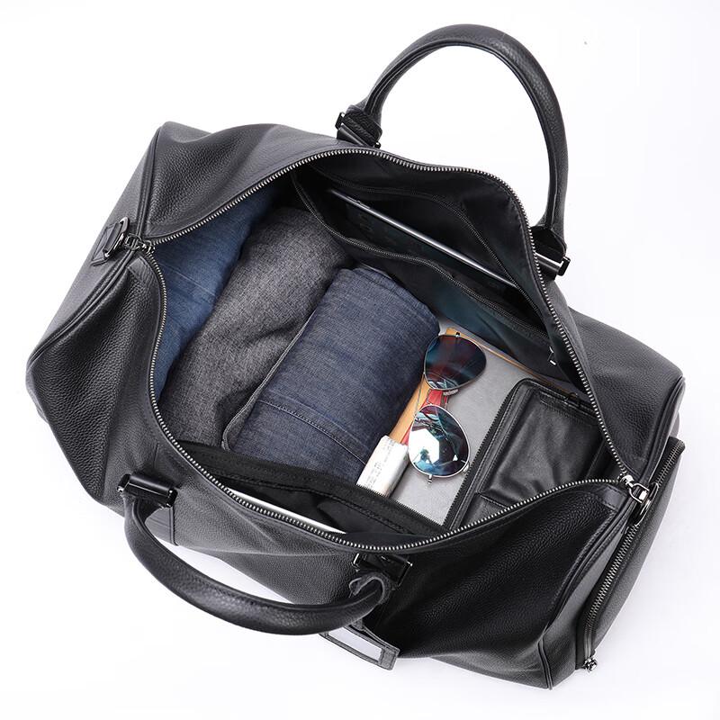 Malun Te Men's Genuine Leather Travel Duffle Bag with Shoe Compartment