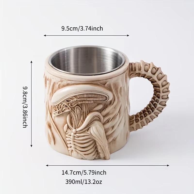 1 Peça Nova Caneca Xenomorfo 3D Plana Transferência de Calor Alienígena Xícara de Café para Casa e Escritório