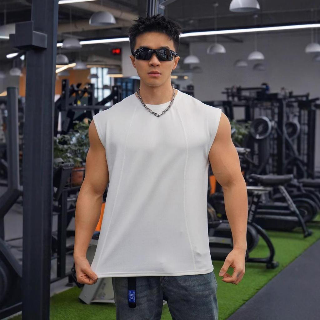 Ανδρικό Βαμβακερό Αμάνικο Tank Top American Fitness Brothers με Φαρδιούς Ώμους για Καλοκαιρινό Τρέξιμο και Αθλητισμό