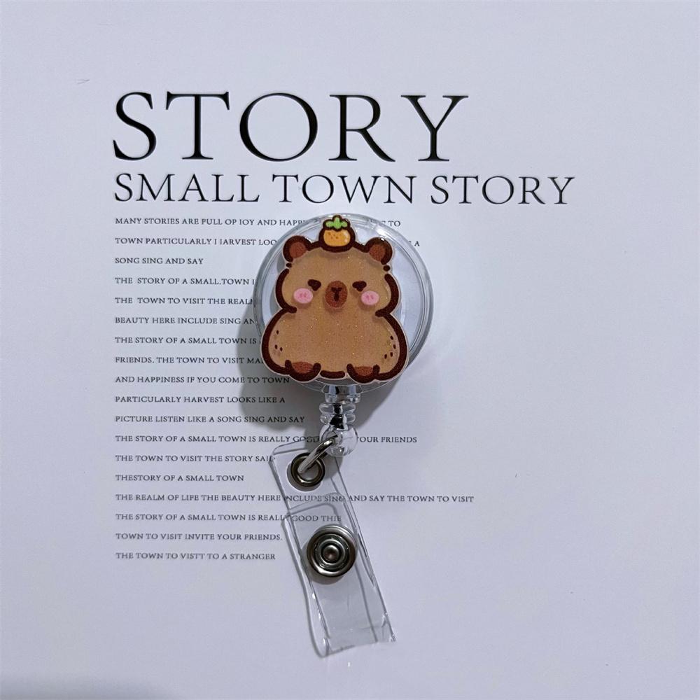 Retractable Badge Reel Compact Id Card Holder Acrylic Badge Reel Colorful Capybara Badge Reel For Nurse Healthcare Office