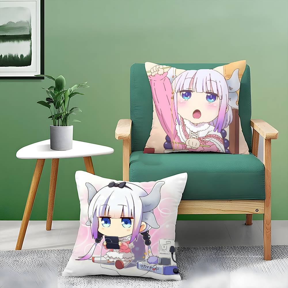 Anime Miss Kobayashis Dragon Maid-A Pillow Case Comfort Sofa Bed Silky Elegant Invisible Zipper Decorative Cushion Cover