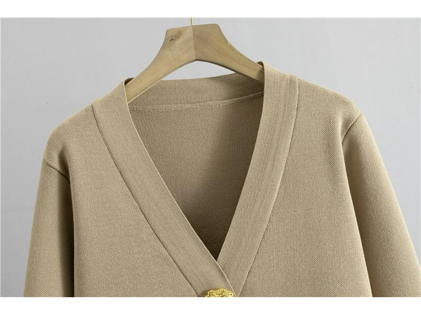 European Style Women's Autumn/Winter Knit Cardigan & Wide-Leg Pants Set