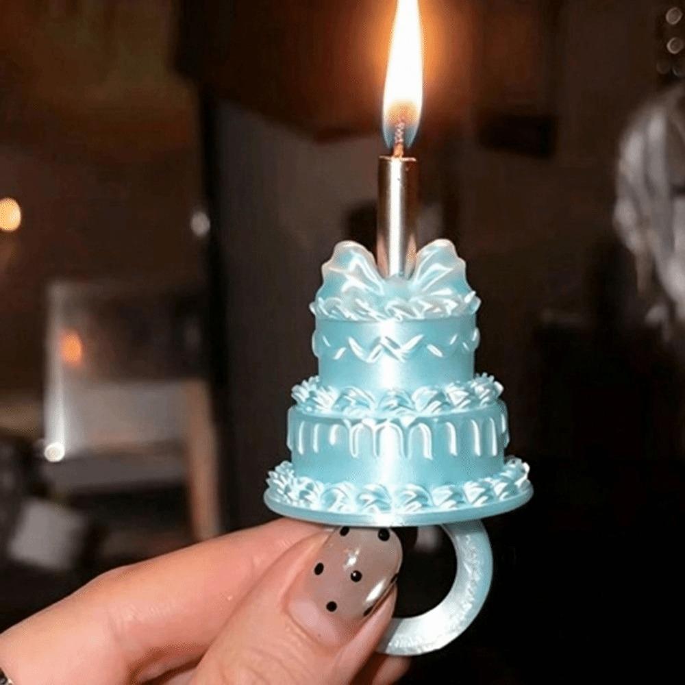 Portacandele Anello per Torta Finitura Seta Anello Candela Mini Torta 3D Anello Candela Compleanno Cake Topper