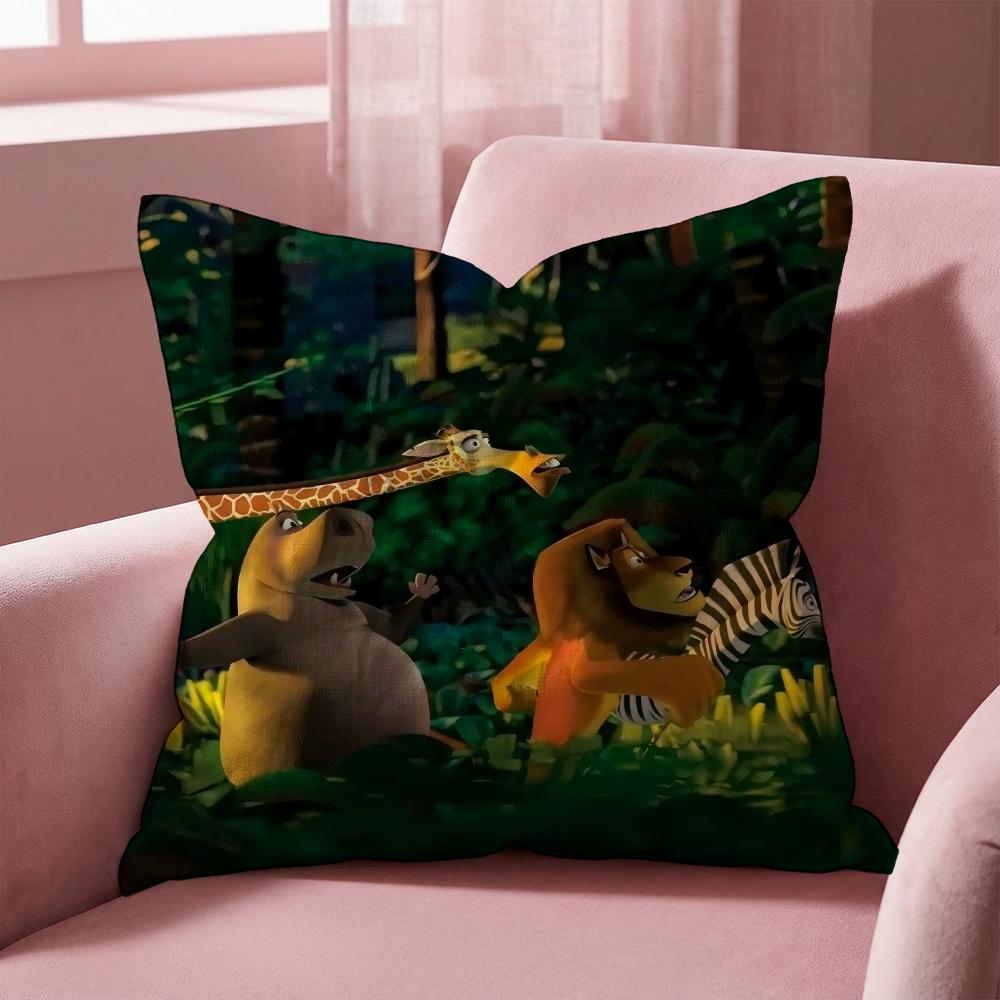 Movie M-MadagascarS Cushion Cover Multi-Scene Pillow Cover for Home & Car - Reversible, Soft & Durable for Daily Use